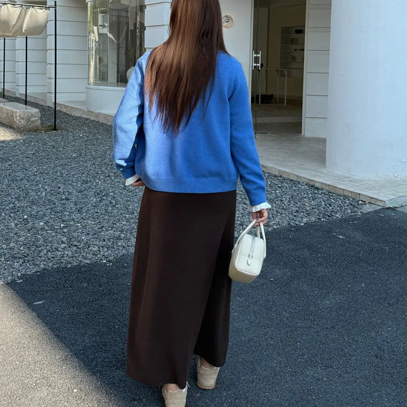 4XL ファッションプラスサイズの女性のセーターカーディガンプレミアムルーズラウンドネックニットジャンパー秋と冬 9405