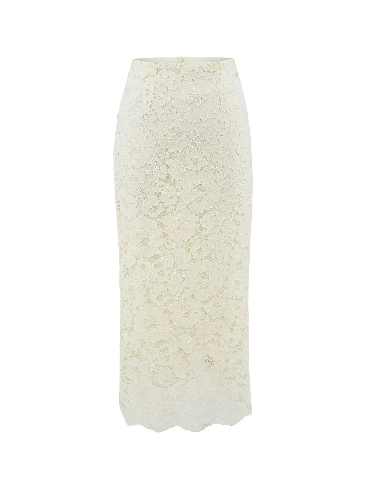 Romantic Style Lace Back Split Half Body Skirt Women's Elegant Wrap around Slimming Long Skirt High Waist Nylon Cotton Blend