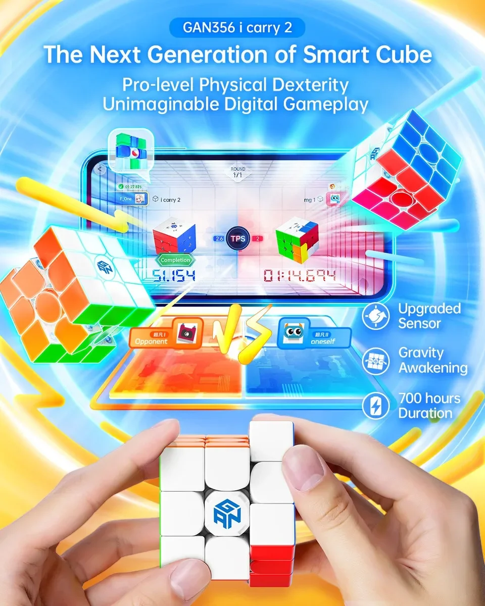 Gan 356 I Carry 2 Uv Smart Magnetic Cube 3x3 Puzzle Toys cubo senza adesivo, movimenti di tracciamento intelligenti passi con CubeStation