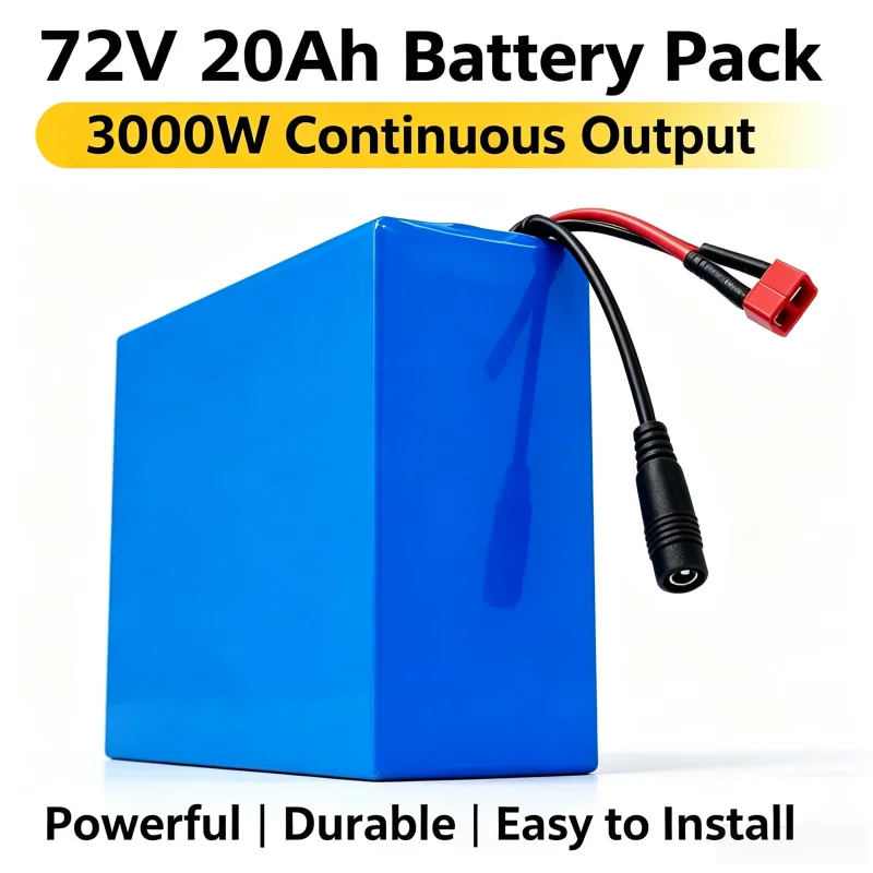 20S4P 72V 20Ah Lithium Ion Battery Pack High Discharge Current Built-in BMS 84V3A Rapid Charger for Power Wheels Utility Vehicle