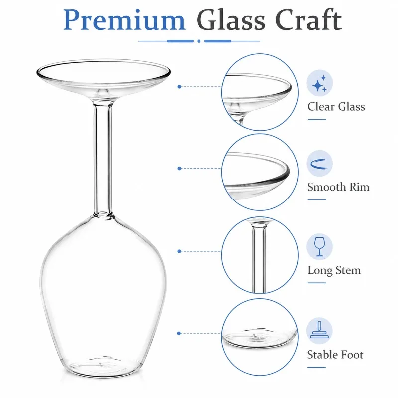 Creative Upside Down Glass Beer Cup Clear Stemmed Goblet Unique Drinkware for Home Bar Party Decor
