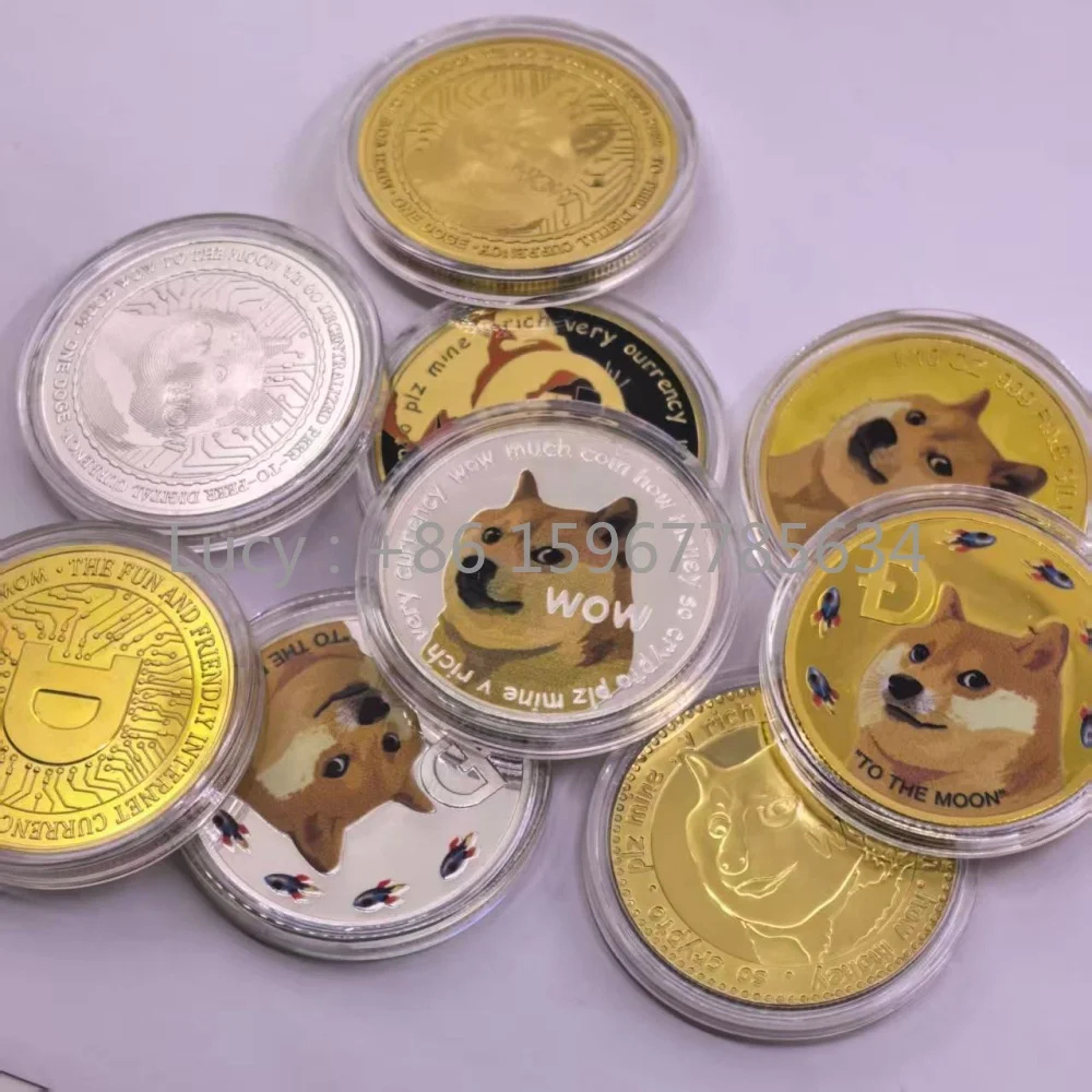 Gold Plated DogeCoin Silver Plated WOW Cute Doge Home Decorations Souvenir Coin Gifts
