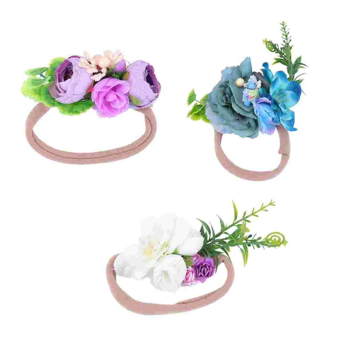 

3 Pcs The Flowers Baby Girl Headbands Hair Accessories for Kids Elastic Headwrap