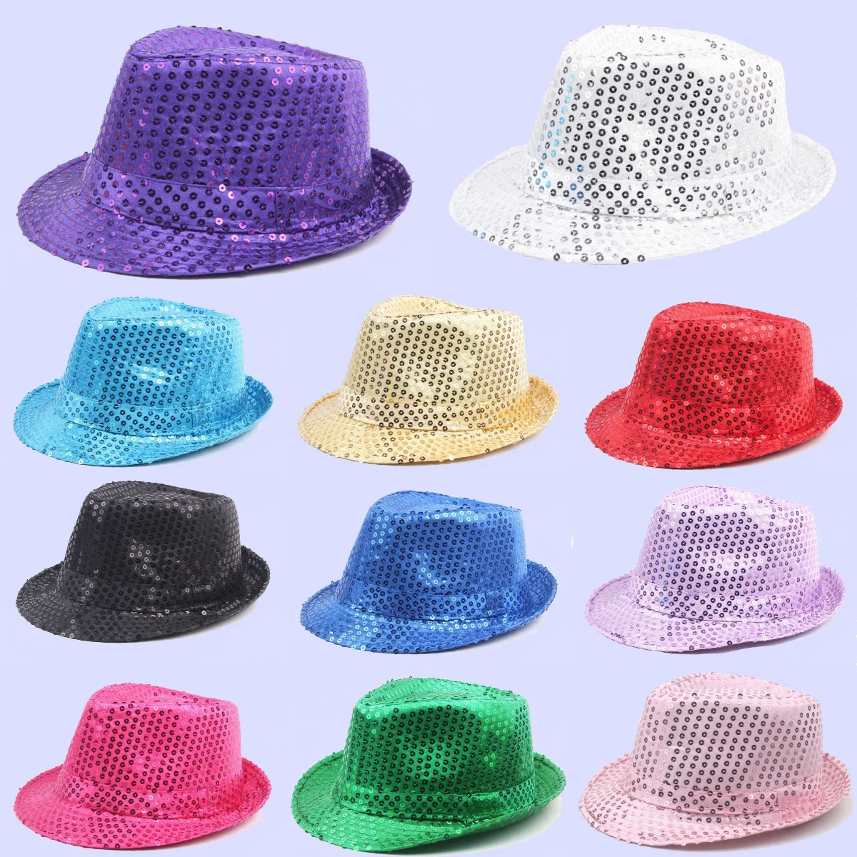 Chapeau melon pour hommes, avec paillettes, perles, bord roulé antidérapant, Hip Hop, Jazz, spectacle de magie, Costume de fête