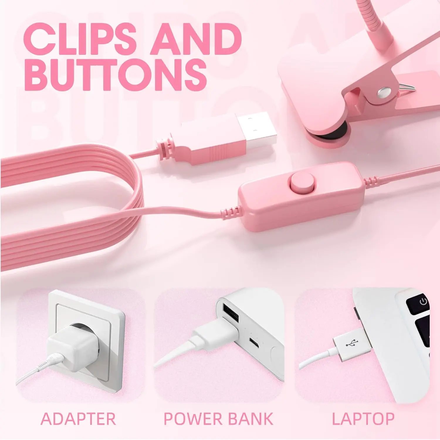 USB Rechargeable Clip-On Gooseneck Nail Lamp, 4-Level Dimming for Fast UV Gel Curing – Professional Nail Tool