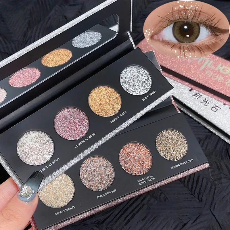 Shiny Eye Shadow Palettes Face Highlighter Palette Shimmer Bronzer Makeup Cheek Highlight Diamond Pressed Glitter Eyeshadow