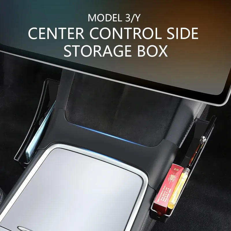 For Tesla Model 3 Y Car Center Organizer Storage Box Holder Front Seat Console Side Pocket Tray 2021-2023 Interior Accessories