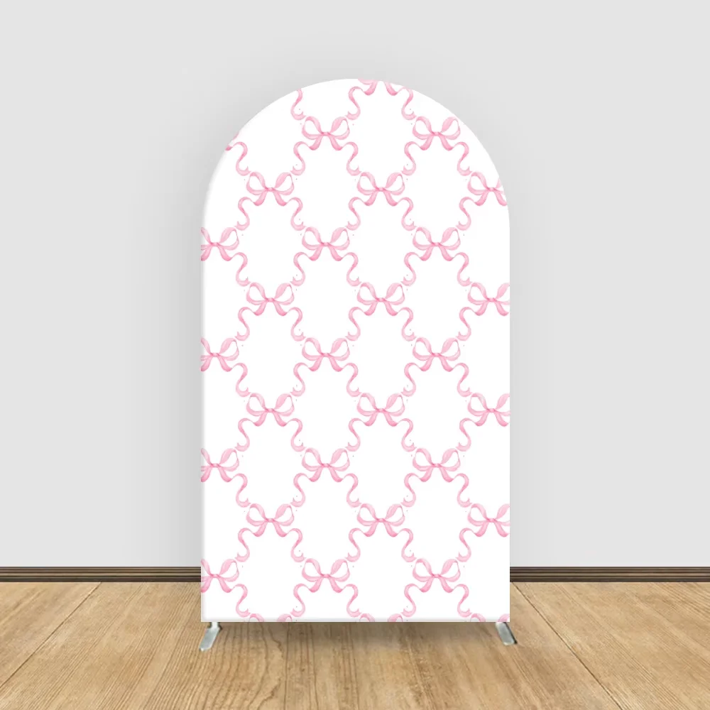 Mehofond Bows Arch Background Floral Bow Pattern Baby Shower Kids Pink Girl Birthday Party Decoration Backdrop Cover