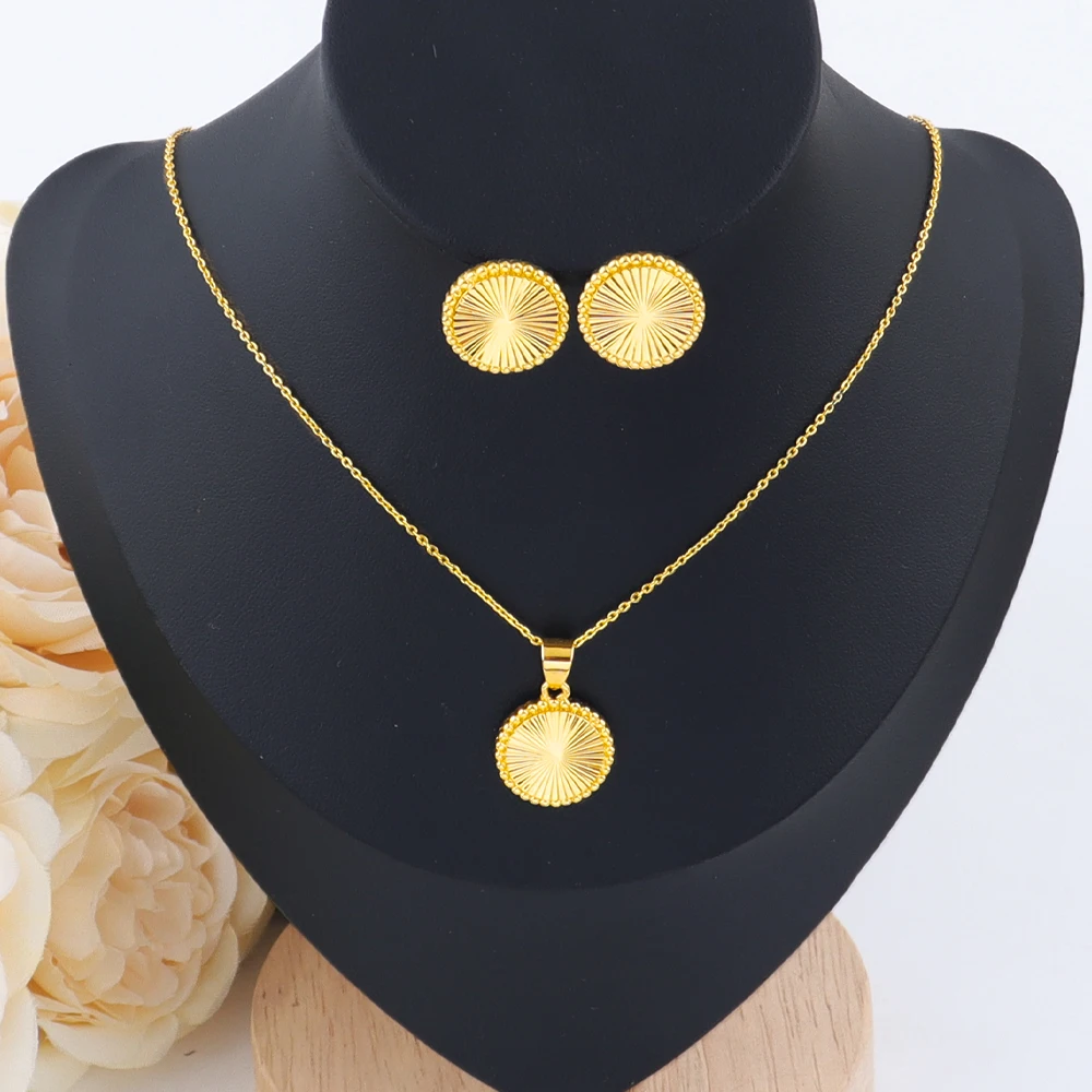

Stainless Steel Bohemian Style Jewelry Set Rotundity Necklace Earrings Set For Women Fashion Fine Chain Party Daily Jewelry Gift