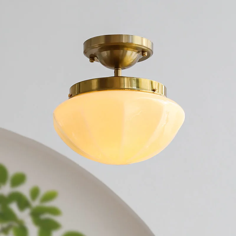 Modern Milk White Glass Ceiling Lamp French Beige small ceiling light for corridor hallway staircase Flush Mounted Lighting