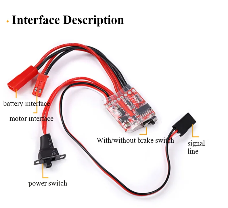 10A 20A 30A ESC escovado bidirecional com função de freio comutável/sem freio para barcos e veículos modelo de controle remoto RC