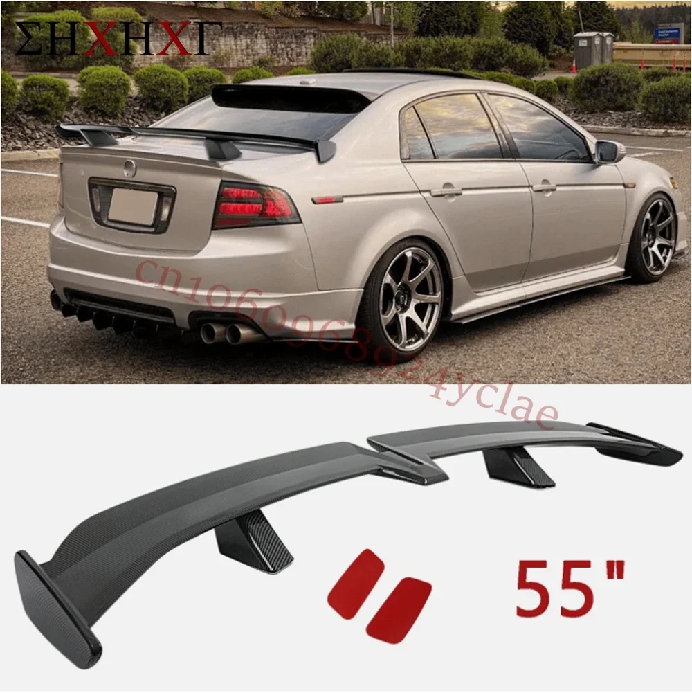 

car styling 55" For Acura TL TLX ILX Sedan abs material Rear Trunk Spoiler PRO GT Wing Carbon Fiber Look unversiaval spoiler