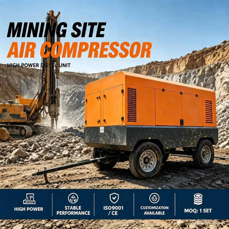 Heavy Duty Diesel Mobile Screw Air Compressor 18 M³/min 18 Bar for Mining Drillingrig OEM ODM Service