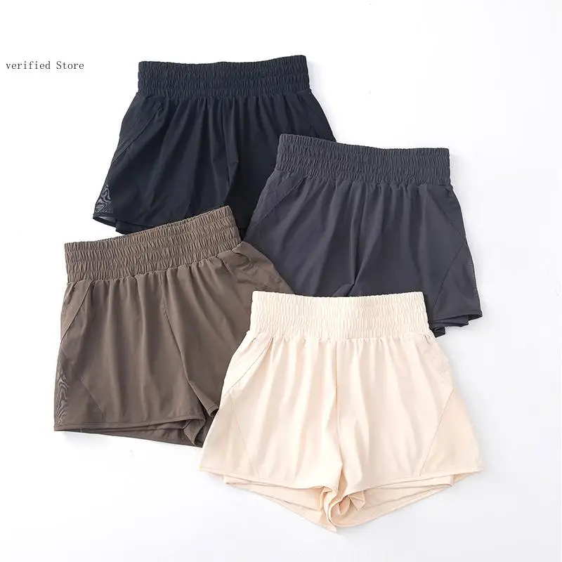 Summer Anti Exposure Cool Feeling Quick Drying Sports Running Fitness Thin Yoga Vacation Two Shorts for Women