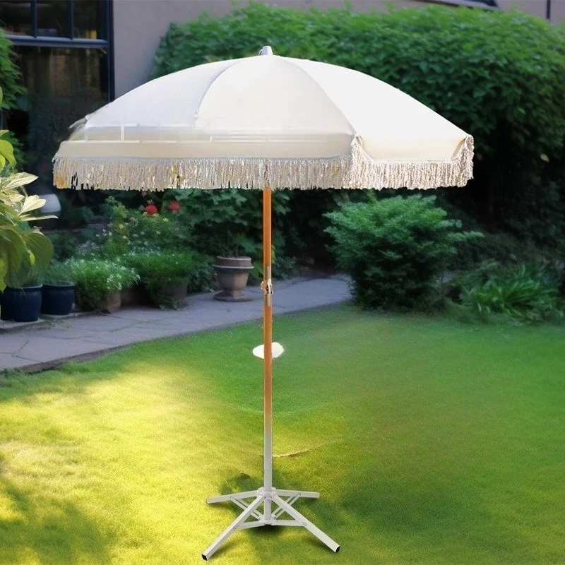 Садовый садовый зонт в стиле ретро, ветрозащитный зонт, живописный отдых, вращающийся пляж с бахромой