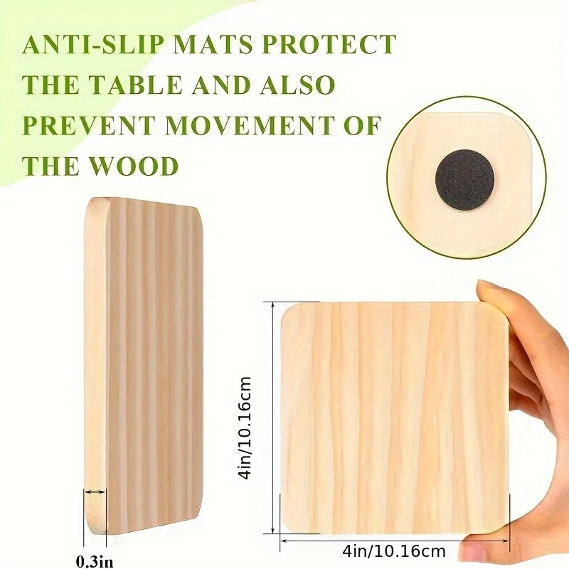 25 Pack Unfinished Wood Squares – Perfect for DIY Coasters, Painting, Pyrography, Engraving & Craft Projects