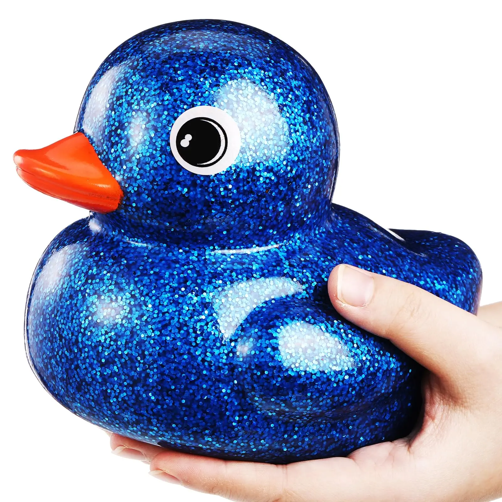 6.89 Inch Giant Glitter Rubber Duck Big Glitter Rubber Duck Large Sparkly Duckling Bath Toy with Squeaky Sound for Summer Baby
