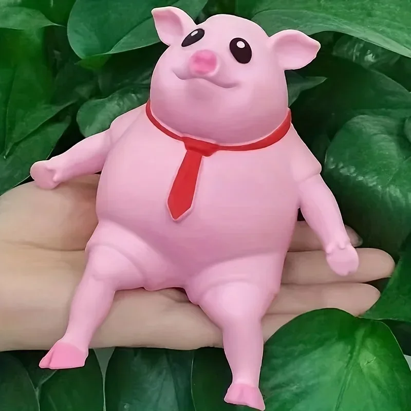 Brinquedo mole de porco rosa, brinquedo de estresse sensorial de porco fofo, brinquedo de porco rosa de alívio de estresse animal elástico engraçado para crianças e adultos