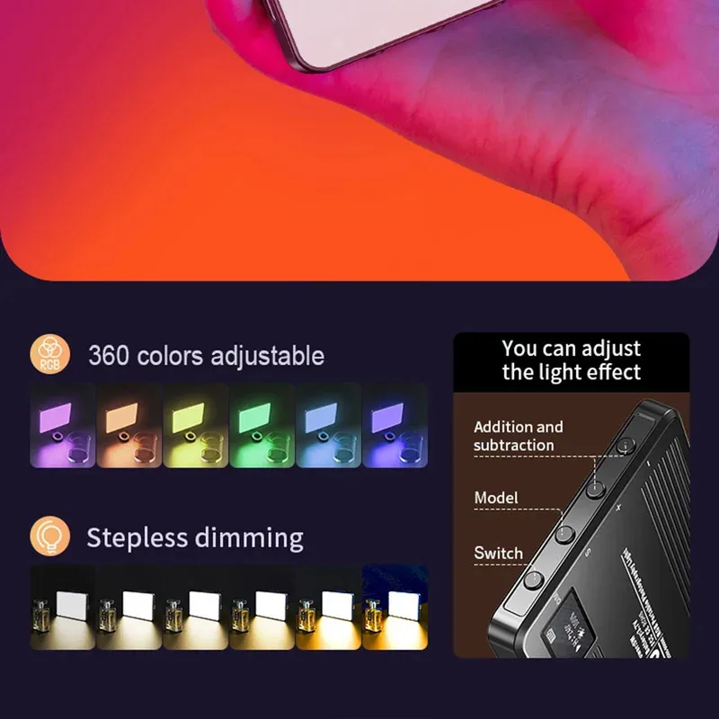 ไฟวิดีโอ LED ANLAIKE 3000-9900K แบบชาร์จไฟได้ แผงไฟแบบนุ่มนวล ชาร์จผ่านพอร์ต Type-C พกพาสะดวก สำหรับการถ่ายภาพและวิดีโอบล็อก