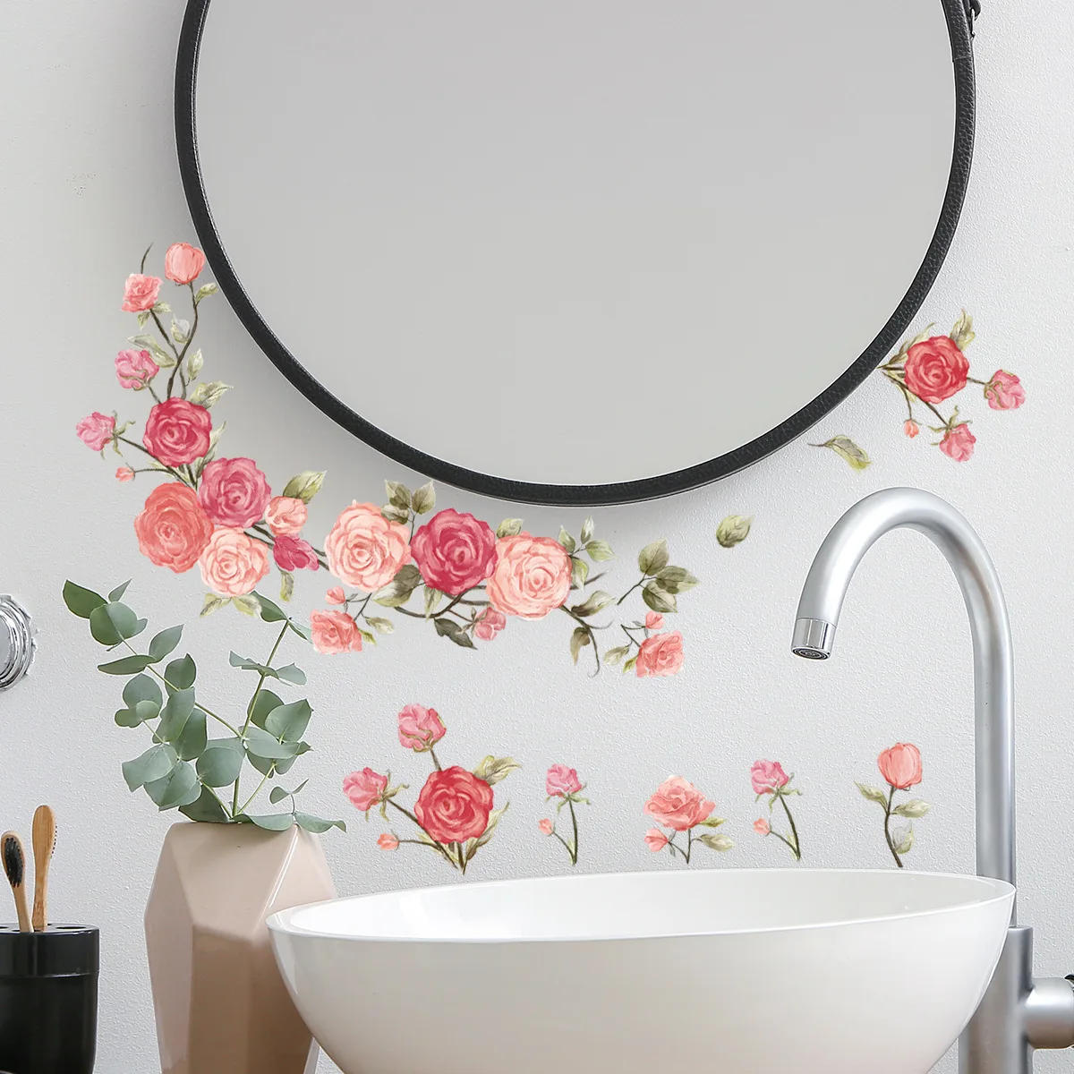 20*30cm Plants And Flowers Creative Wall Stickers Mirror Stickers Background Wall Living Room Bedroom Room Mural Wall Stickers
