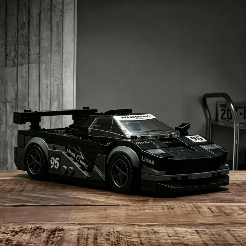 

2026 Building Block Super Car Model DIY Assembly Black Grey Racing Vehicle Bricks Set For Adult Display Collection
