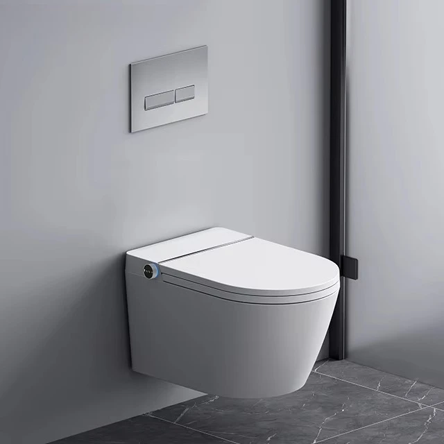 Aan de muur gemonteerd slim toilet P-Trap Opklapbaar wandhangend toiletbriltoilet met verborgen tank