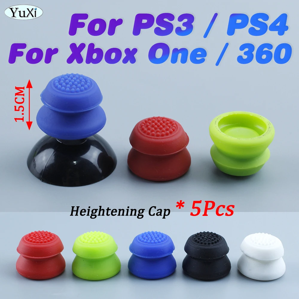 

5Pcs Thumbstick Grip Cap For PS4 PS3 Xbox One 360 Silicone Heightening Button Cover PlayStation 4 Gamepad Controller Parts