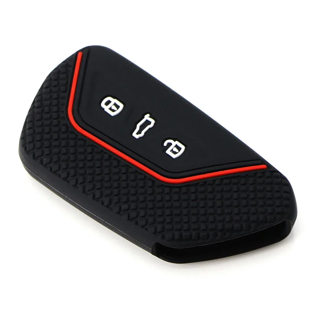 Brand New High Quality Car Key Case For Skoda Octavia Full Package Silicone Soft Black Black Red Line For Golf MK8