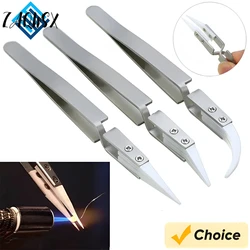 1PC Ceramic Straight Tip Electronic Soldering Tweezers, Anti-Static Reverse Acid Resistant Precision Chuck Ceramic Tweezers