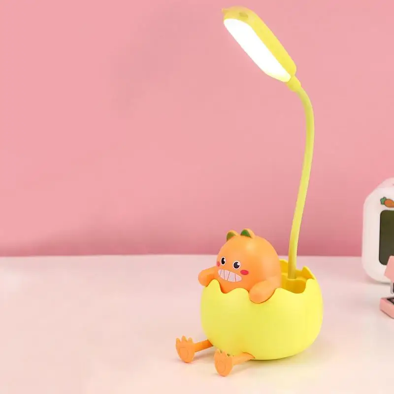 Pencil Lamp Cute Dinasour Egg Eye-Caring Small Desk Lamps Flexible Gooseneck Rechargeable Eye Caring Desk Lamp For College Dorm