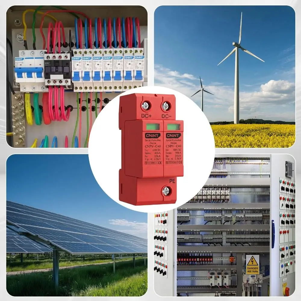 DIN Rail Surge Protective Device PV System Easy To Install Surge Protector Visual Window PC Flame Retardant Voltage Protector