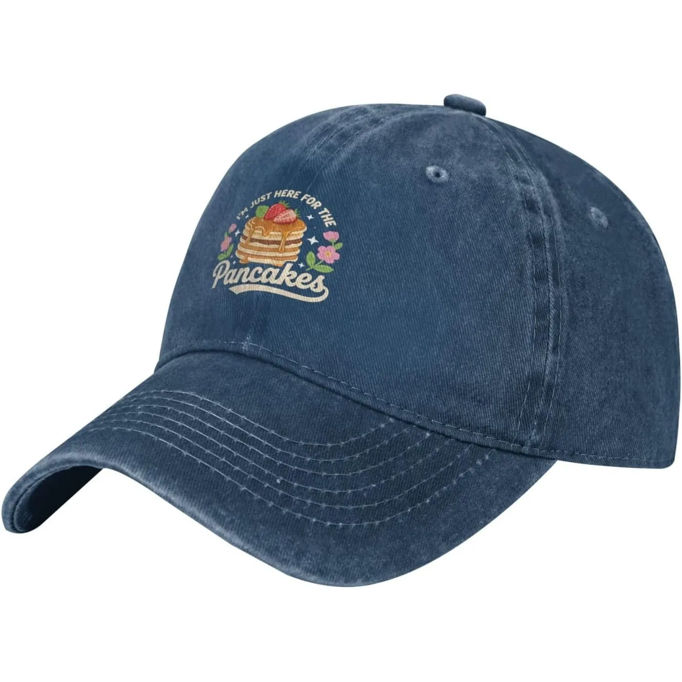 Pancakes-Lover-Baseball-Cap-Washed-Denim-Dad-Hat-Breathable-Adjustable-Casual-Golf-Cap