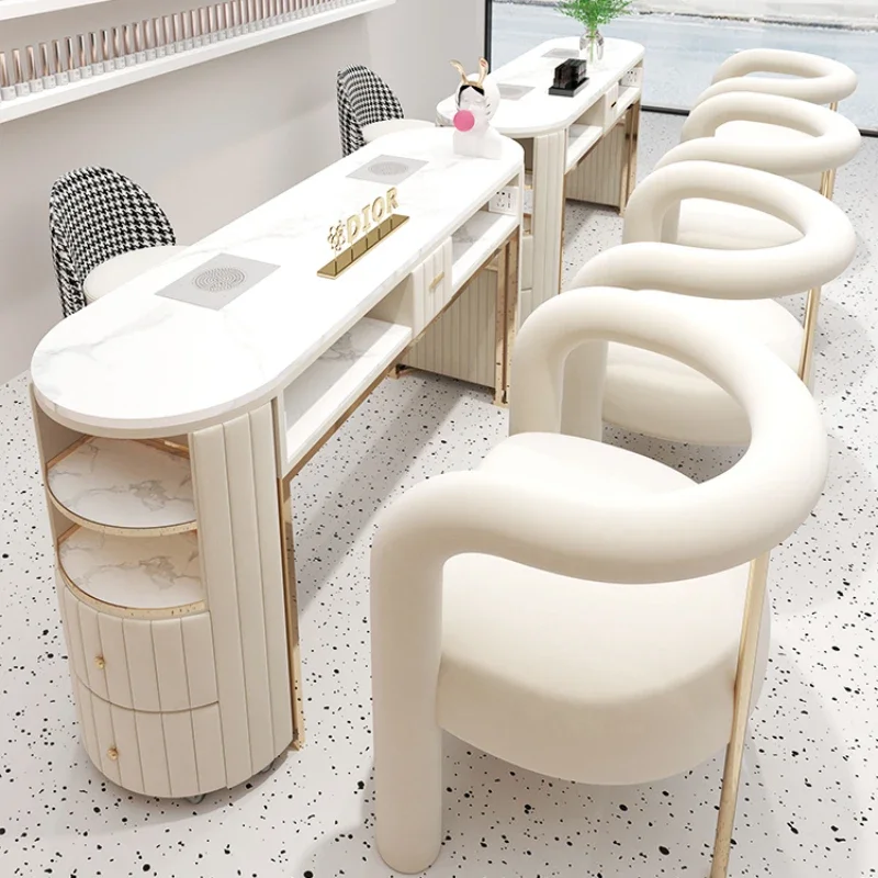 Marble Modern Nail Professionals Tables Slate White Manicure Tables Makeup Manikür Masası Beauty Salon Design Furniture