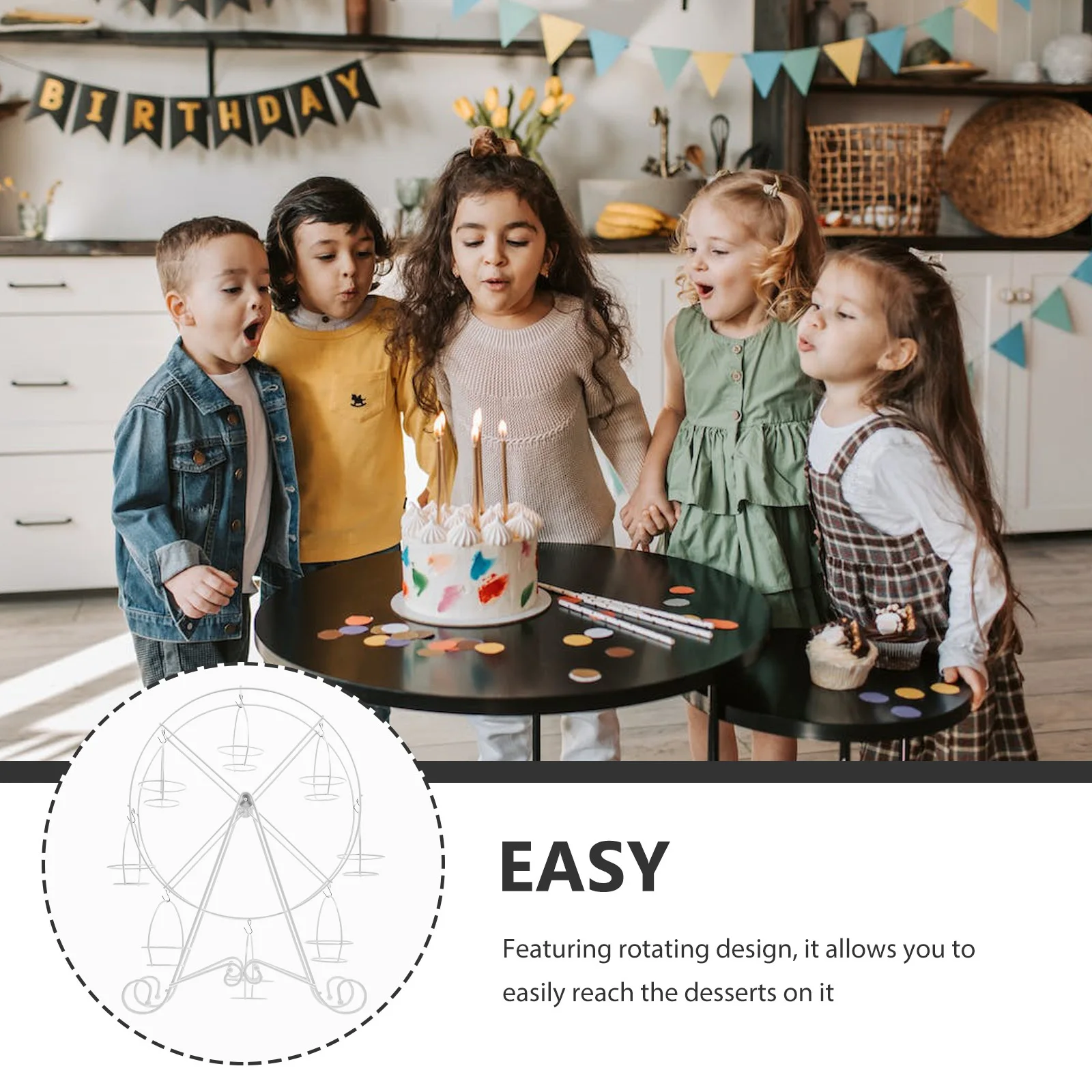 

Ferris Wheel Cupcake Stand Rotating Dessert Tray Elegant Wedding Birthday Party Serving Tray Cupcake Holder Cake Stand