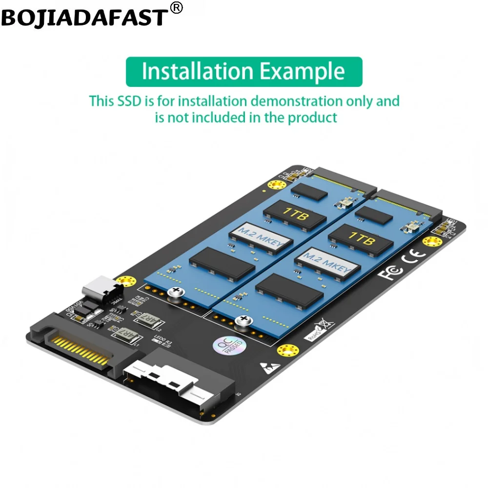 Slimline SFF-8654 8i Connector To Dual NGFF M.2 Key-M 2280 M2 NVME SSD Adapter Card (Motherboard Must Support PCI-E Bifurcation)