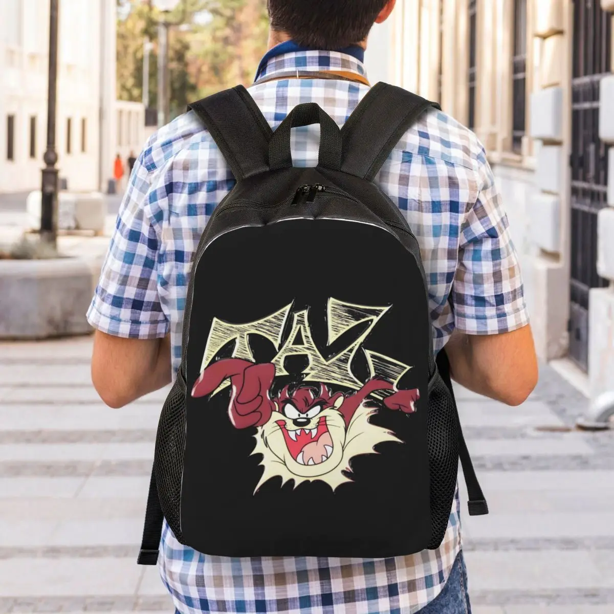 Aangepaste Devils-Tasmanianes TAZ-rugzakken voor jongens meisjes Cartoon School College reistassen Dames Heren Boekentas Geschikt voor 15-inch laptop