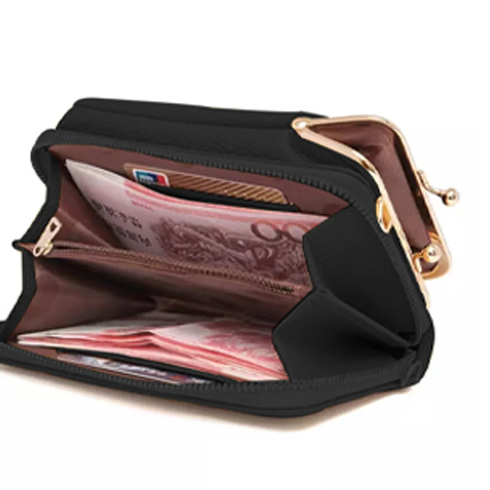 Women's Wallet Shoulder Leather Bags Mobile Phone bag Card Holders Wallet Handbag Mushroom Print Money Pockets Girls Small Bag