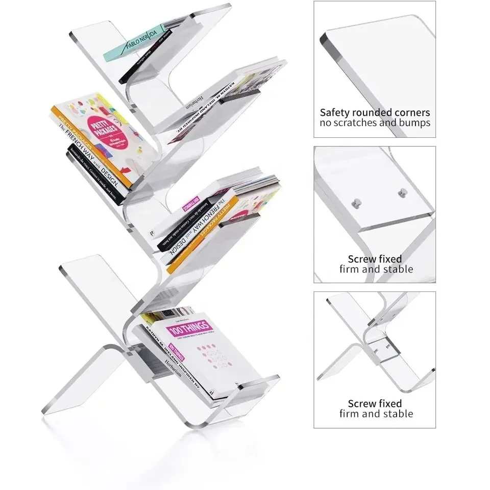 Modern Creative Acrylic Tree-Shaped Bookshelf Magazine Rack Simple Luxury Multi-Layer Household Shelf Fashion-Style Store