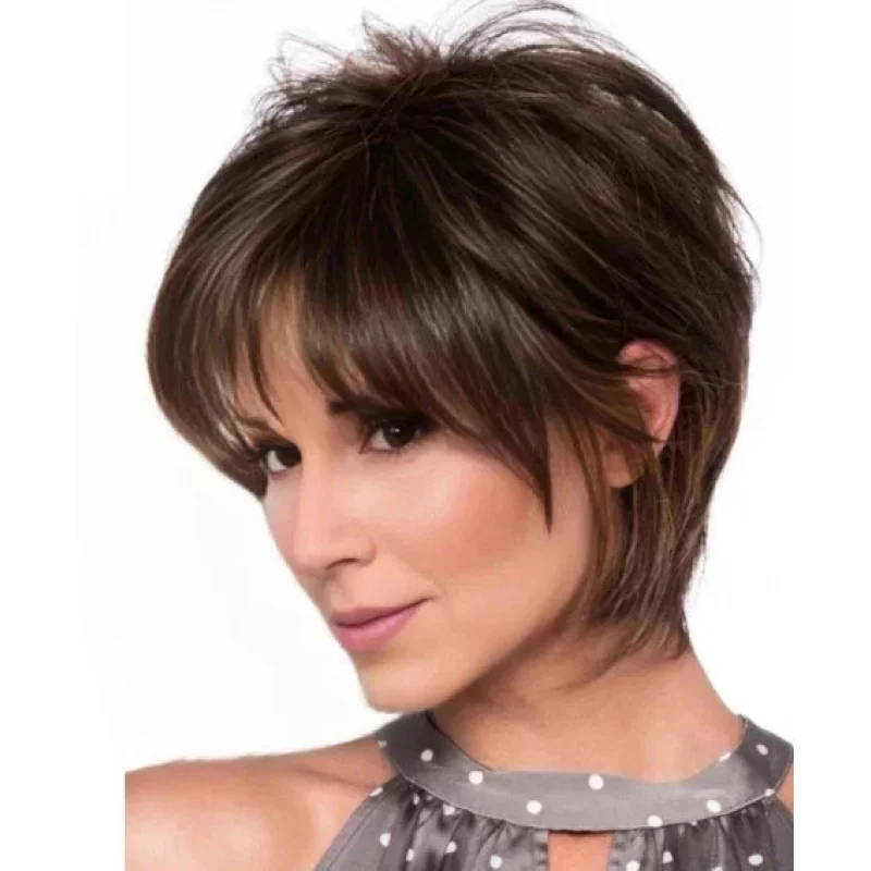

New Fashion Charm Womens Brown Straight Wigs 12 In