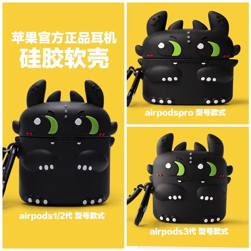 Black Dragon For Airpods 1 2 3 4 Pro Pro 2 Pro 3 Cute Silicone Earphone Case Accessories Cover