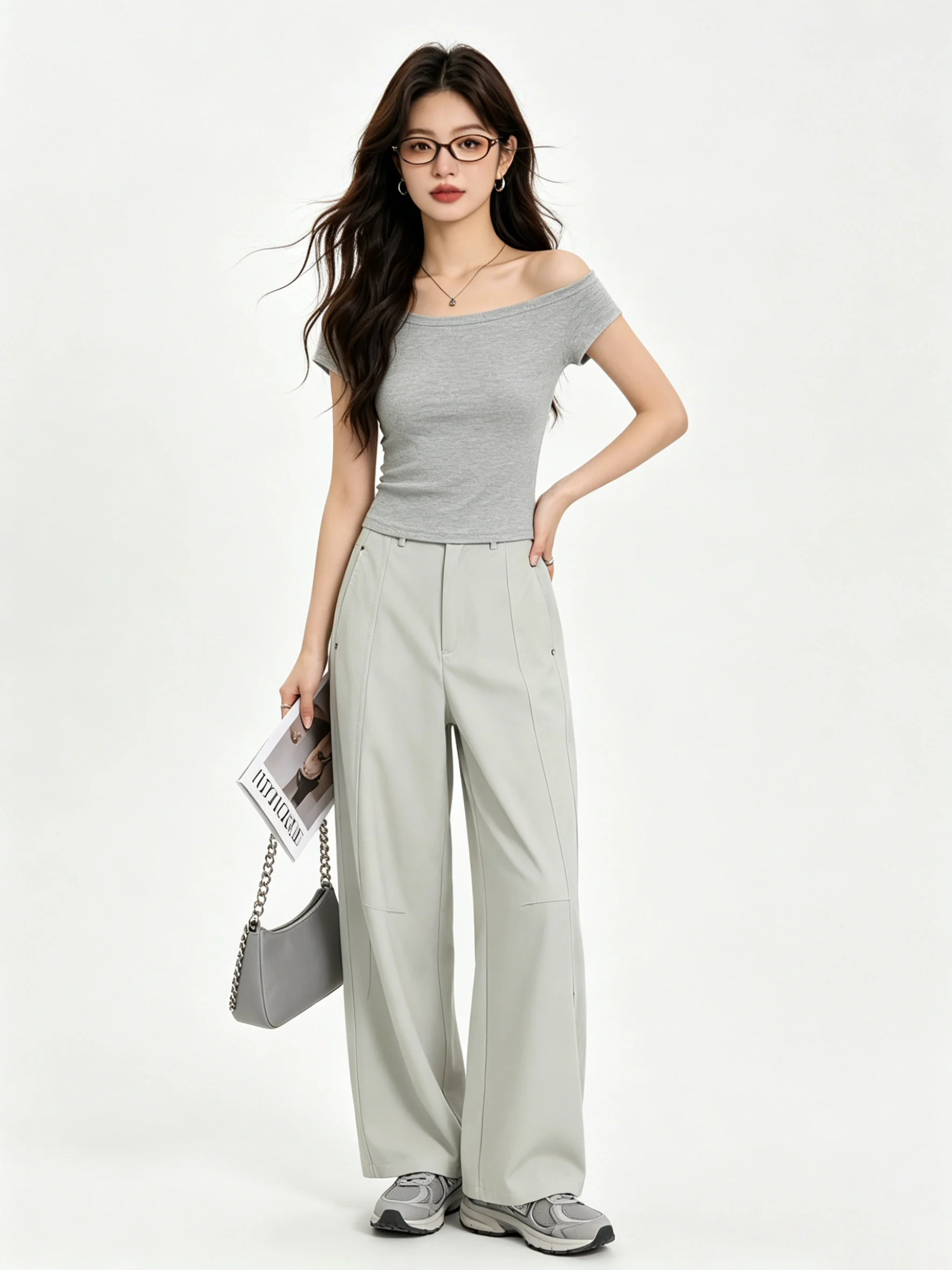 High Waist Wide Leg Pants Women's Loose Slimming Casual Long Pants Korean Style Summer Skin-friendly Knife  Jeans
