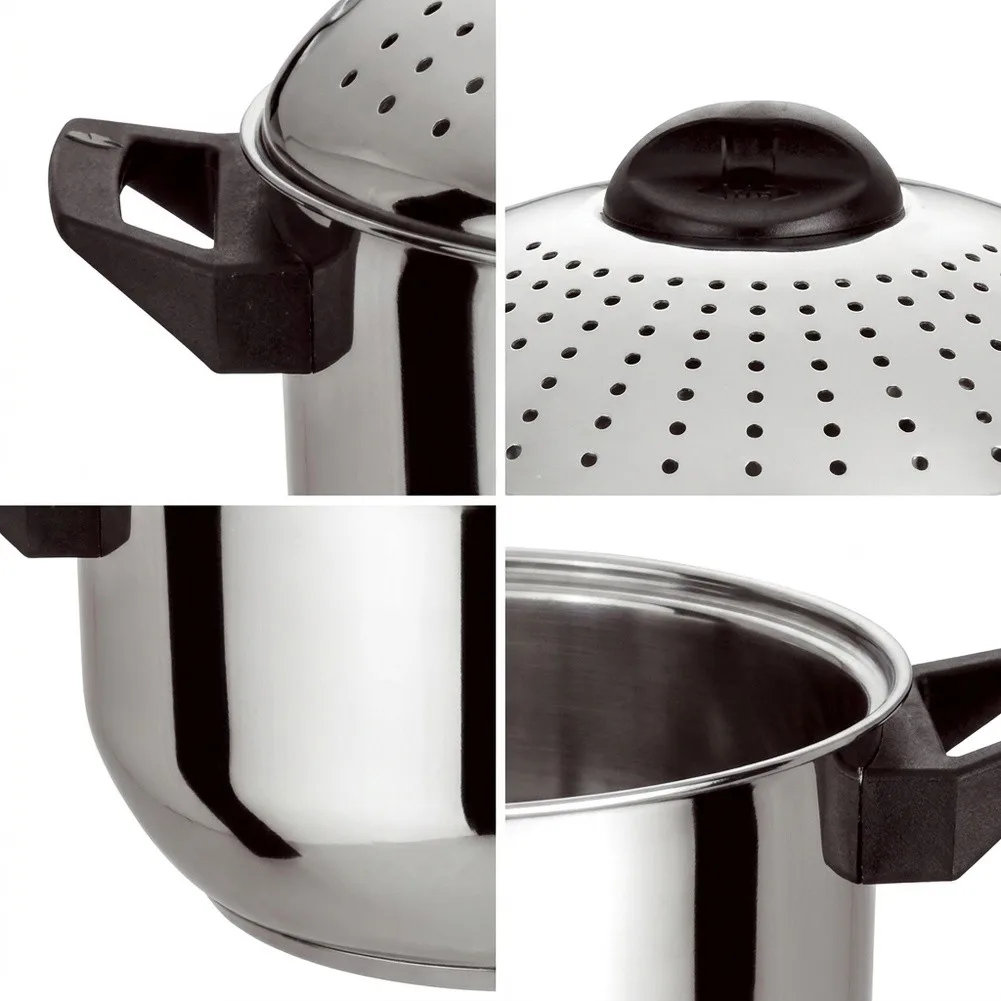 Stainless Steel Pot with Perforated Lid for Pasta Drainage Rice Rinsing Soup Boiling and Straining of Fruits Vegetables view 3