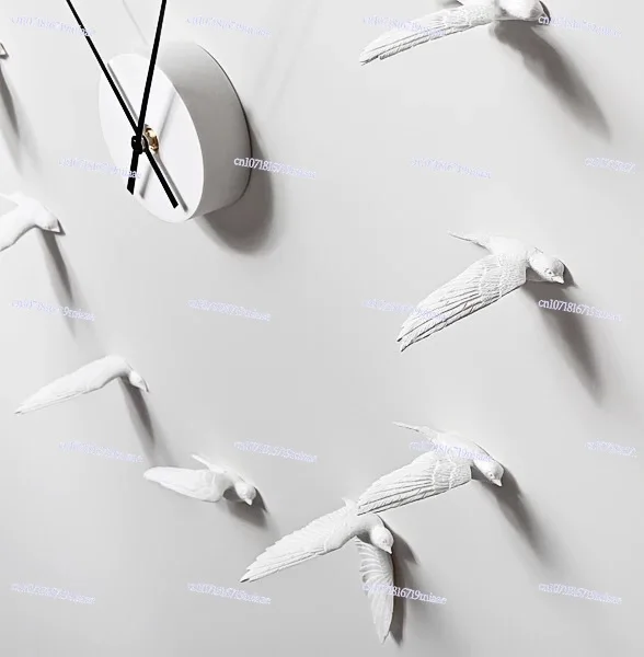 

Swallow Clock Flying Bird Wall White Pendant Creative Living Room and Bedroom Wall Wall Home