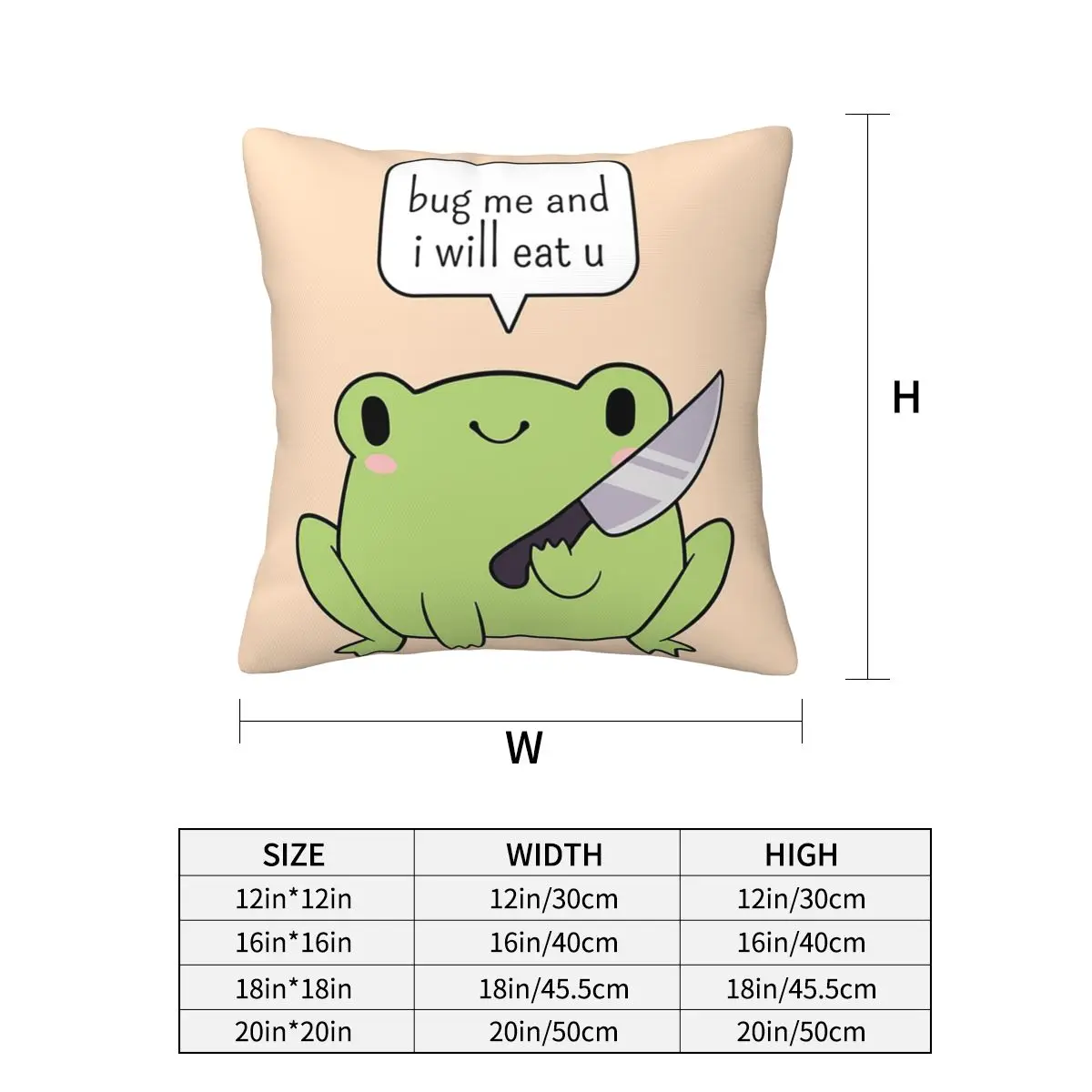 Cute Frog With A Knife Square Pillowcase Pillow Cover Cushion Decor Comfort Throw Pillow for Home Car