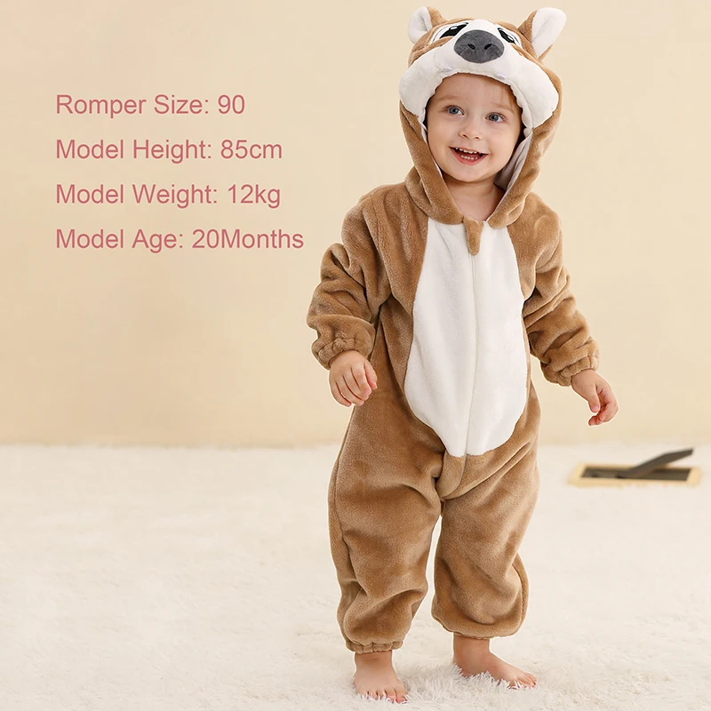 رومبير للأطفال من ميكلي هالوين كيغورومي ، فانيل بغطاء للرأس ، رسوم كرتونية للحيوانات ، بذلة قفز دافئة ، زي تنكري للأطفال ، الأولاد ، البنات ، الشتاء