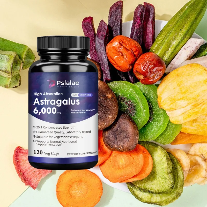 Astragalus 6000 Mg - Nutrient Absorption, Promotes Heart and Cardiovascular Health, Relieve Fatigue, Improves Concentration