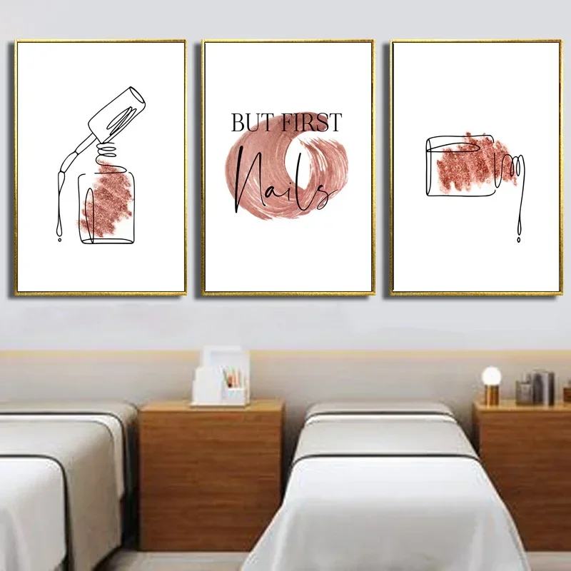 سبا مسمار البولندية الجمال الوجه مستحضرات التجميل ماكياج أحمر الشفاه صالون الملصقات صور قماش جدار ديكور المنزل لوحات غرفة الديكور