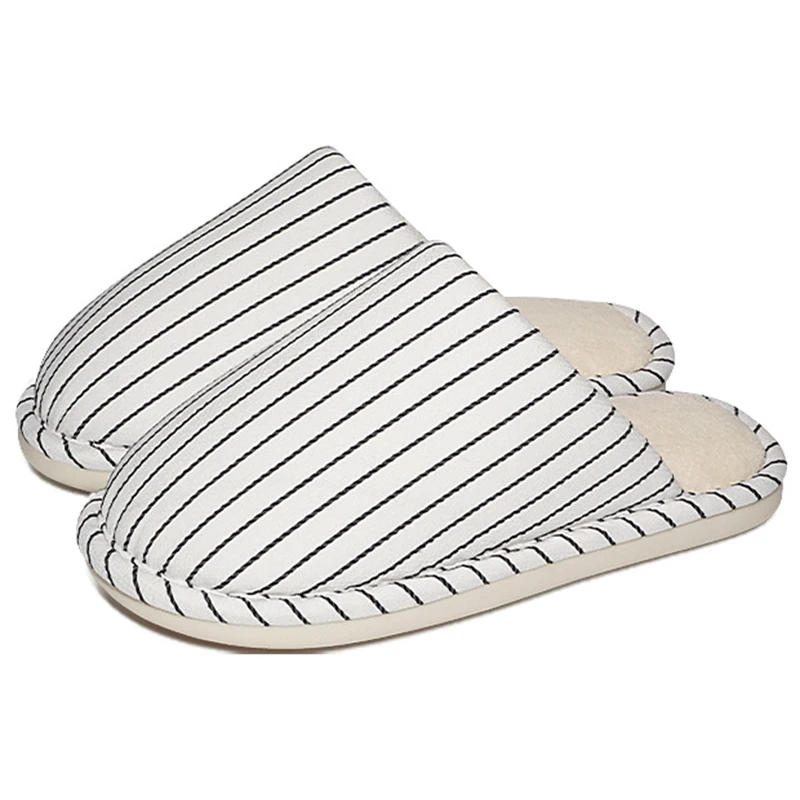 

Нескользящие домашние тапочки в полоску, женские осенне-зимние домашние теплые короткие плюшевые шлепанцы, женская удобная хлопковая обувь на мягкой подошве 45