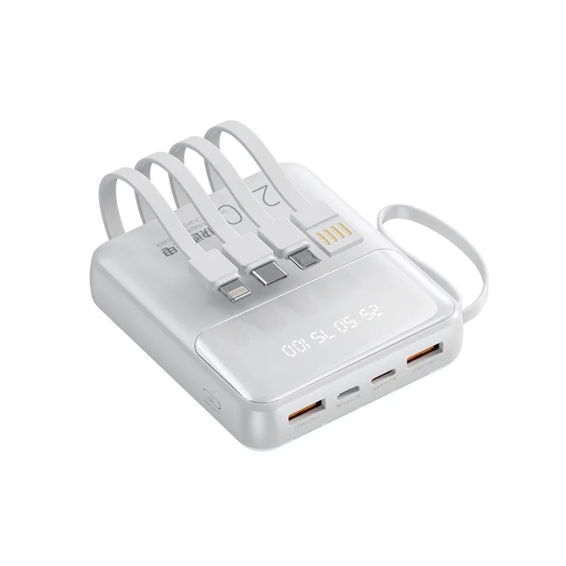 Multi-capacity Battery Fast Charging Portable Power Bank with Built-in Cable Compact and Portable 3C Certification