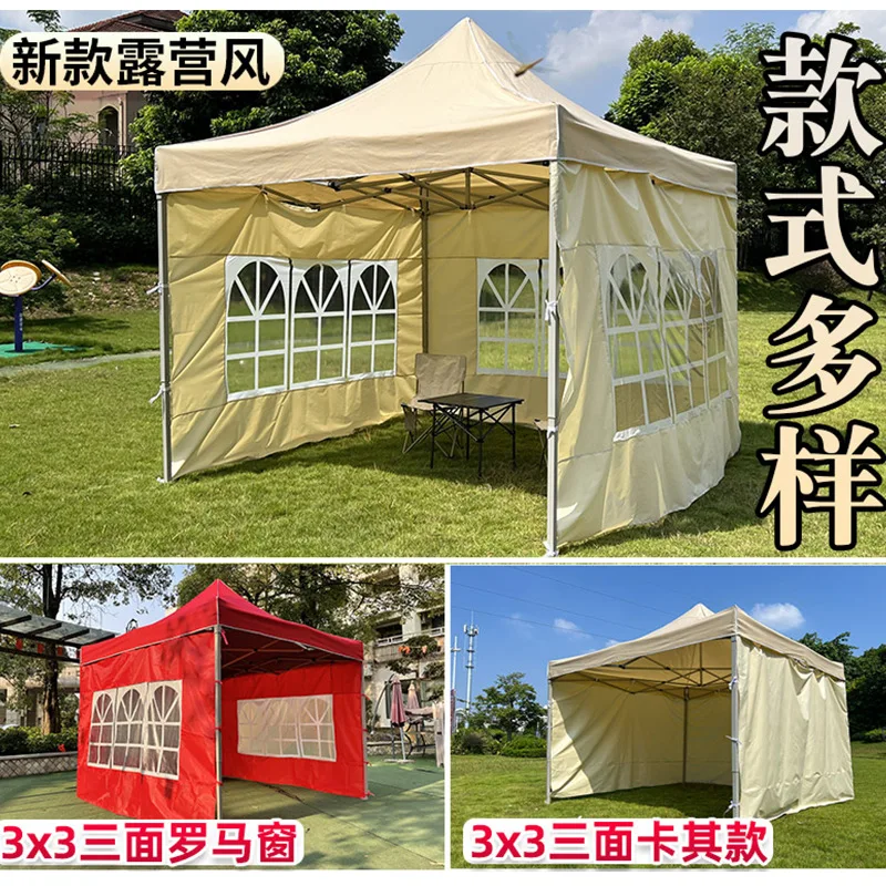 Night market stall tent with surrounding cloth Transparent four sides to protect against wind and rain Folding enclosing four